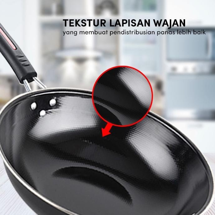 GM Bear Wajan Penggorengan Enamel 32cm 1069 - Wajan Teflon Fry Pan