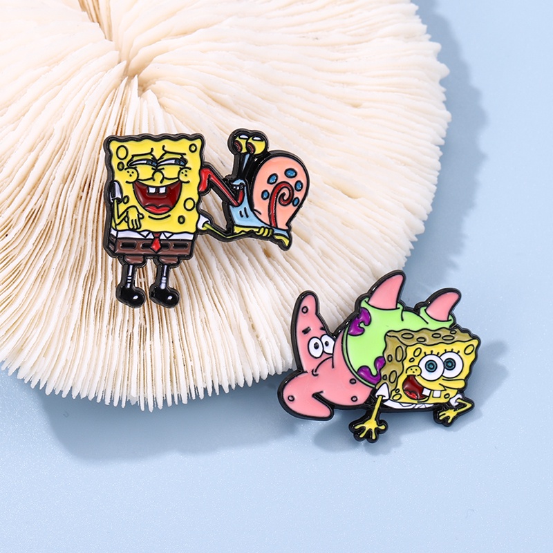 Bros Pin Enamel Desain Kartun Anime SpongeBob Patrick Star Siput Untuk Hadiah