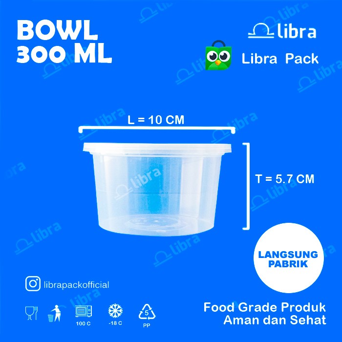 500 Pcs- Thinwal Bulat 300 Ml Plastik Cup Puding Es Kepal Milo Mangkuk