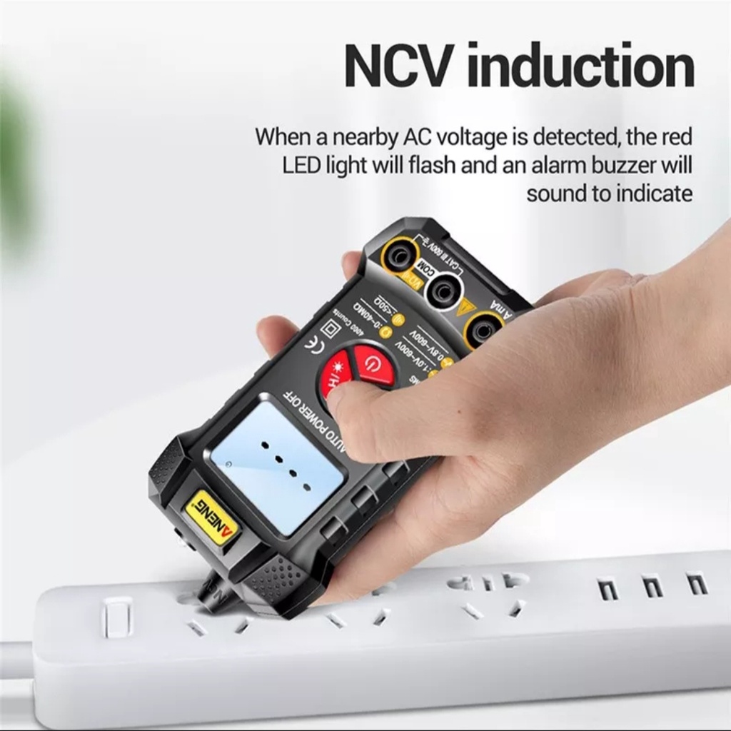 Multimeter Digital AC/DC Voltage Tester NCV Multimeter Digital LCD RMS, Pengukur Arus Tegangan DMM DC AC, Pengukur Kapasitansi Dioda Resistensi, Pengukuran Polaritas Otomatis Ammeter Voltmeter Ohm
