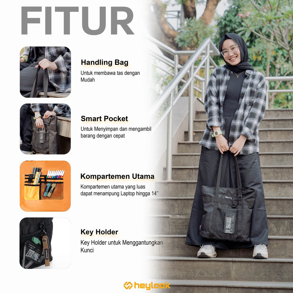 Tas Bahu Totebag Pria Wanita Tas Jinjing Totebag Hitam Polos Casual Tas Hangout Remaja Dewasa Kekinian Tas Totebag Modis