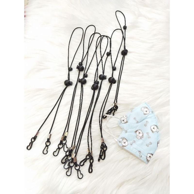 Strap masker Kalung masker Konektor masker Tali bintik dominan hitam