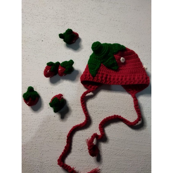 topi strawberry properti foto newborn properti foto bayi