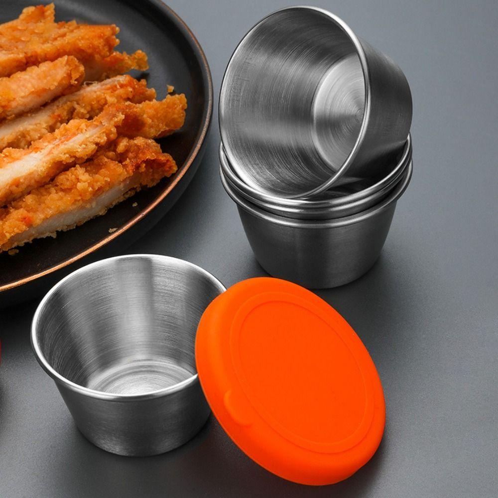 [Elegan] Seasoning Dish Portable Anti Bocor Mangkuk Saus Tomat Rumah Tangga Dengan Penutup Silikon Sealing Gadget Dapur