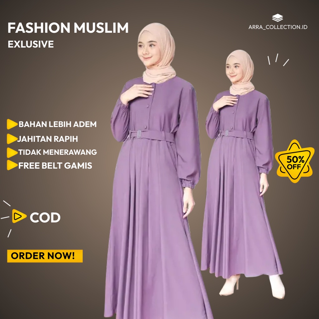 Baju gamis wanita busui terbaru polos murah bahan katun jubah perempuan muslimah buat lebaran dress 