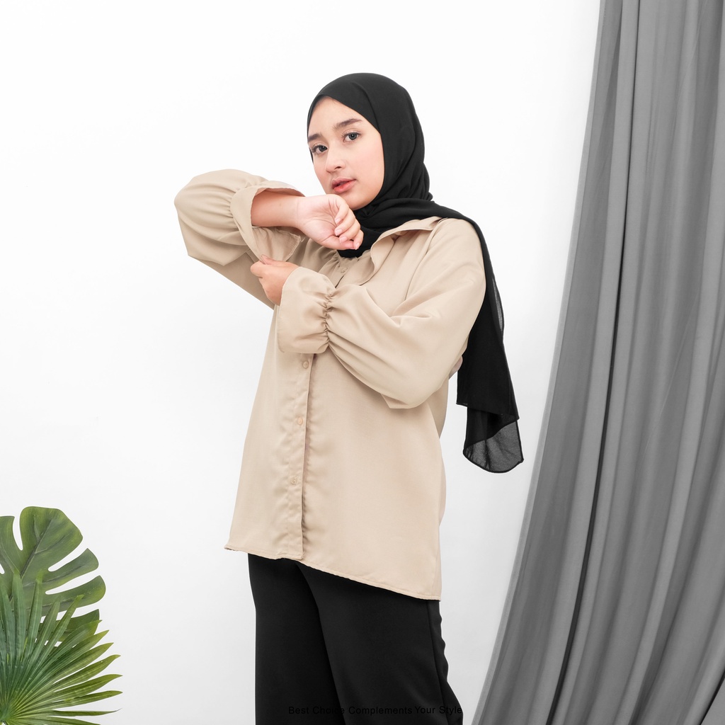 Wingkle shirt Blouse Basic Wanita Shirt Polos by Mahyra