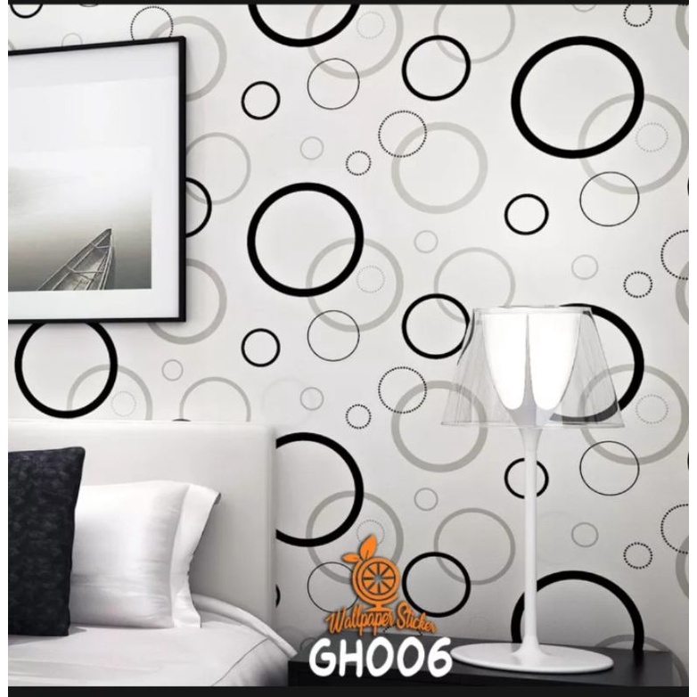 Wallpaper Dinding Sticker Motif Polkadot Hitam Putih Ukuran 45cmx 10m wallsticker Pvc Premium Motif 