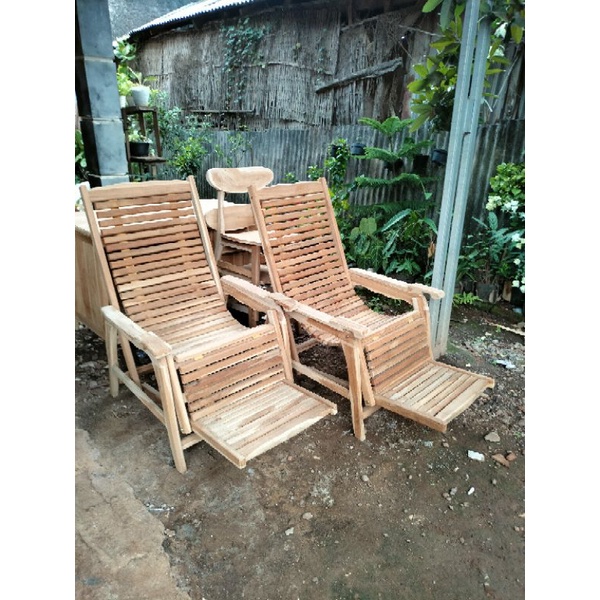 kursi malas kayu jati mentahan