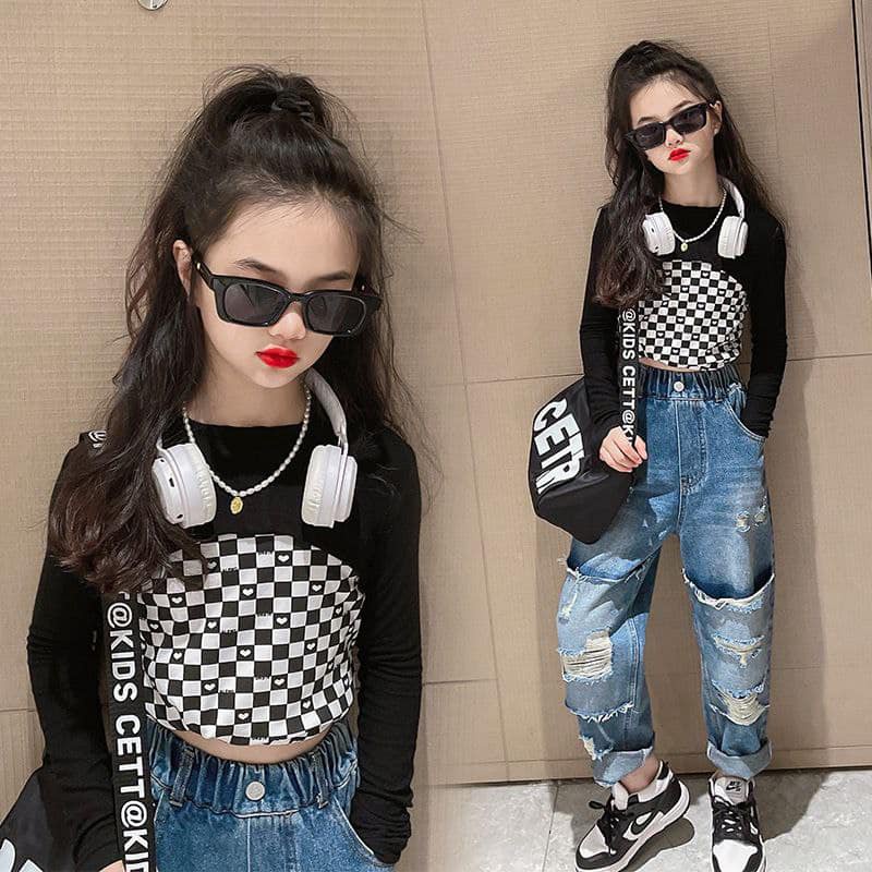 [JEWELS KIDS] OLGA CROP SPORTY SET /SETELAN BAJU CROP TOP ANAK IMPORT/SETELAN BAJU DANCE ANAK TANGGU