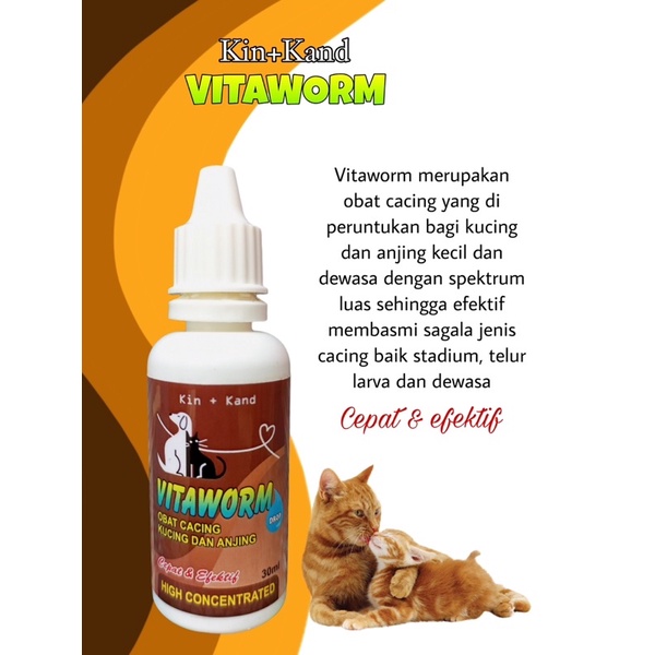 Kin kand VITAWORM DROP 30ml Obat Cacing Kucing Anjing Kitten