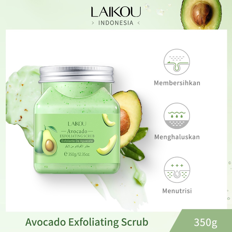 LAIKOU Avocado Body Scrub Membersihkan Pori-Pori Kulit Mati Melembutkan 350g