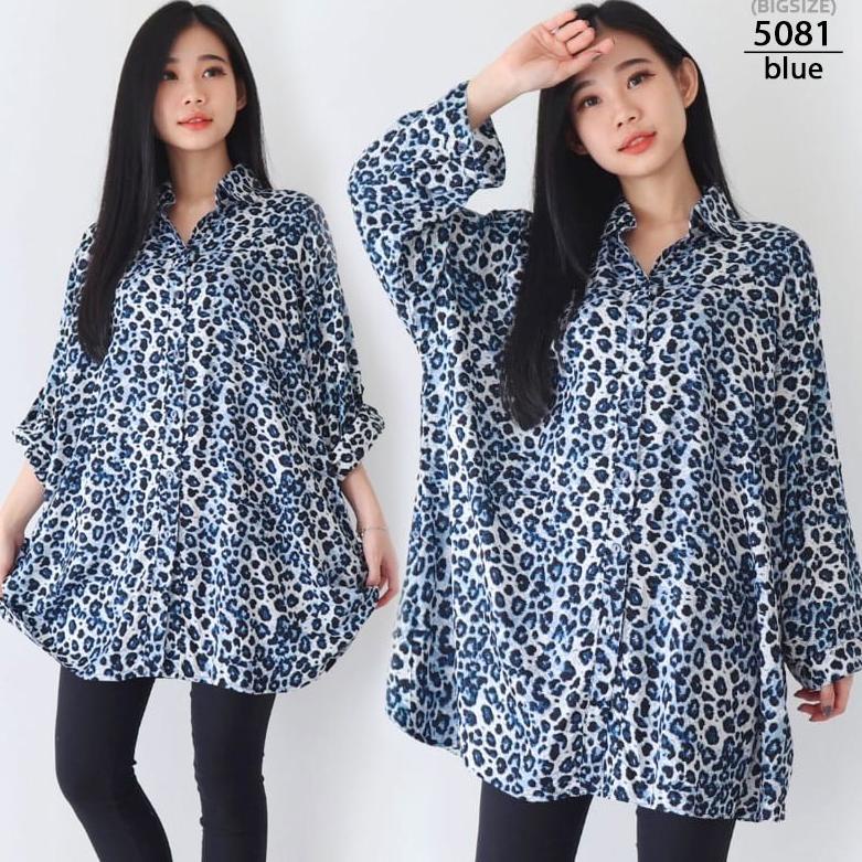 [KODE 8NHFF] BAJU KEMEJA KATUN ATASAN WANITA JUMBO LD 130cm BIG SIZE 5081 HAMIL MENYUSUI XXL XXX LEO