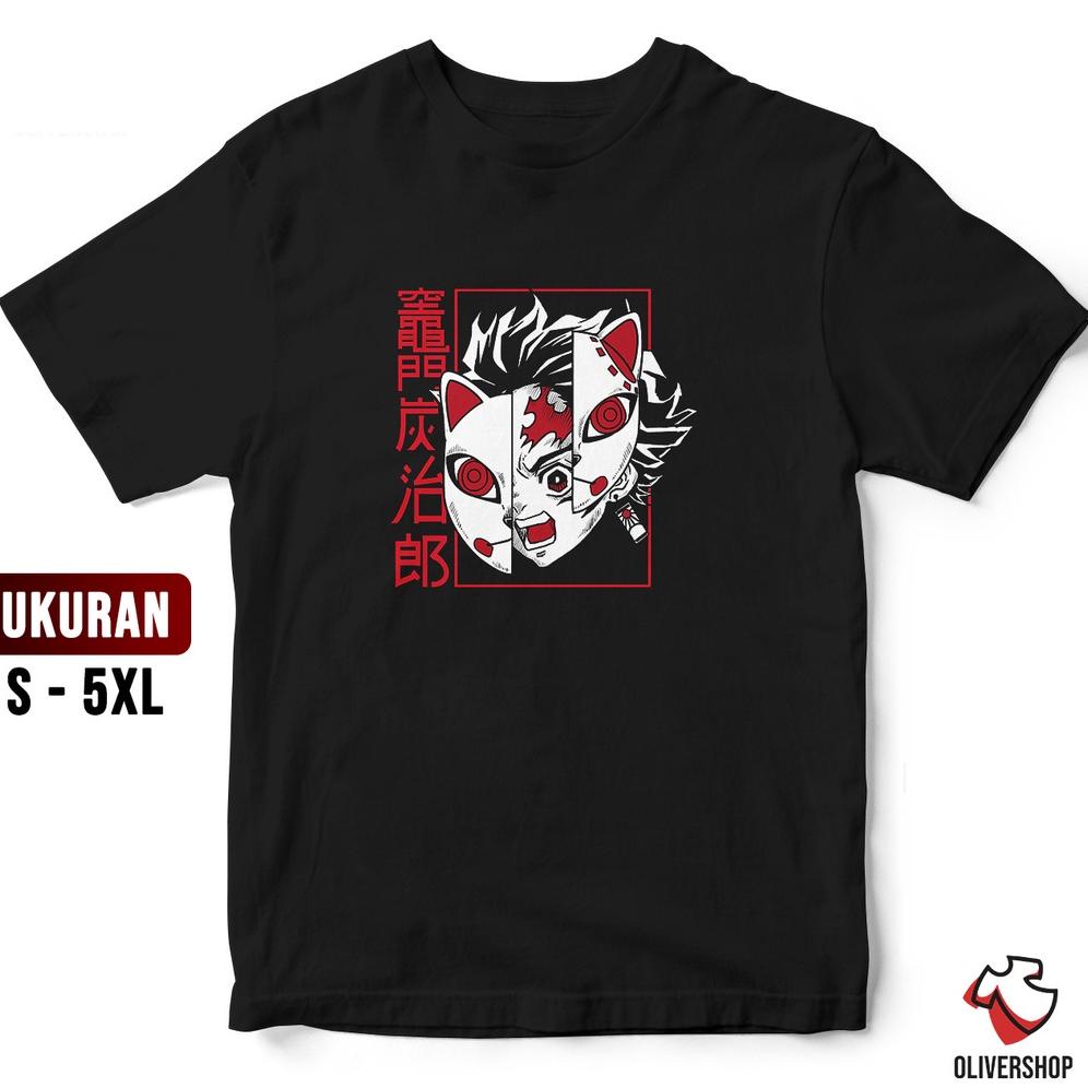 Kaos Anime DEMON SLAYER kimetsu no yaiba tanjiro kamado topeng mask - baju kaos t shirt tshirt anime