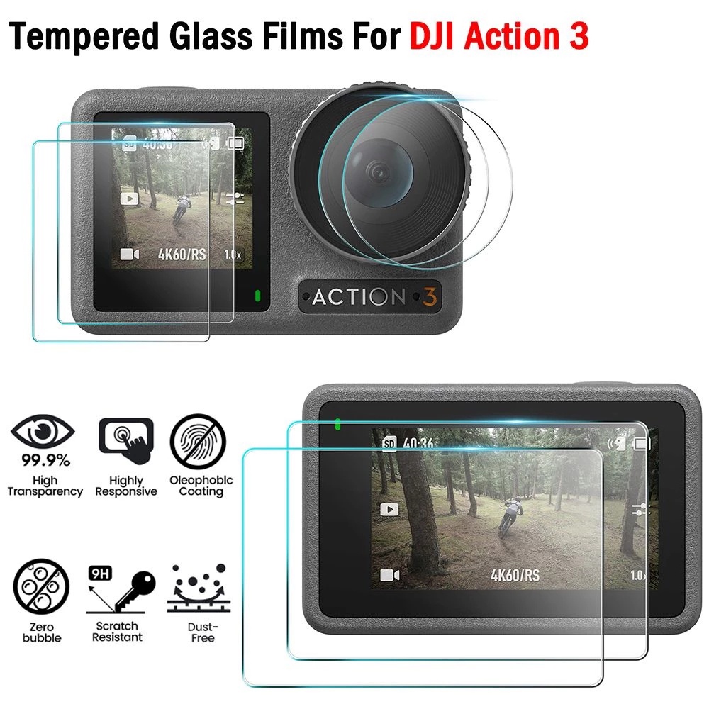 Tempered Glass Pelindung Layar Kamera Sport DJI Action 3 Anti Gores