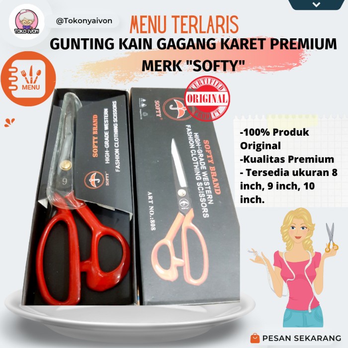 

Jual Gunting Kain Softy / Gunting Gagang Karet Premium Harga Per Pcs Murah