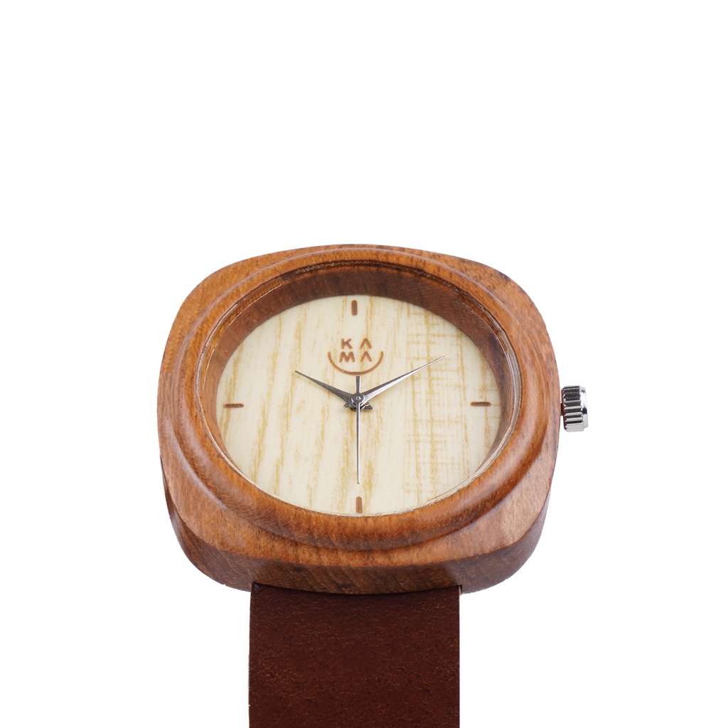 Kama Watch 2.0 Jam Tangan Kayu Jati Dial Putih