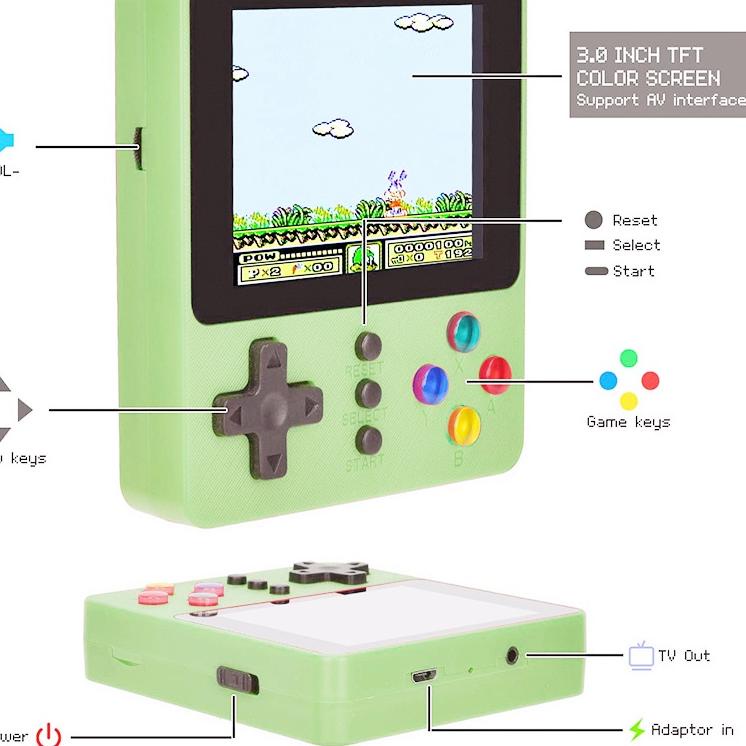 Terbaru Gameboy Retro 500 In 1 SUP Dual Stick Mini Game Boy Portable