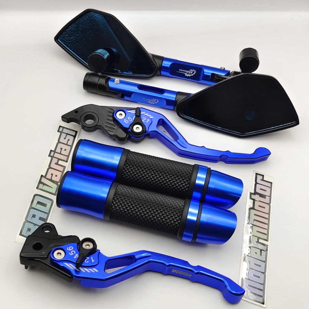 (PAKET MURAH 3in1) SPION Tomok v2 cnc + Handgrip Jalu miring CNC + Handle Rem stelan CNC Nmax PCX Aerox Vixion Beat Mio Vario Tiger Mx Lexi Vario150 R15 v3 Fu Mio j Rx king ADV Freego Beat/Vario 125 CBS - CBS iss