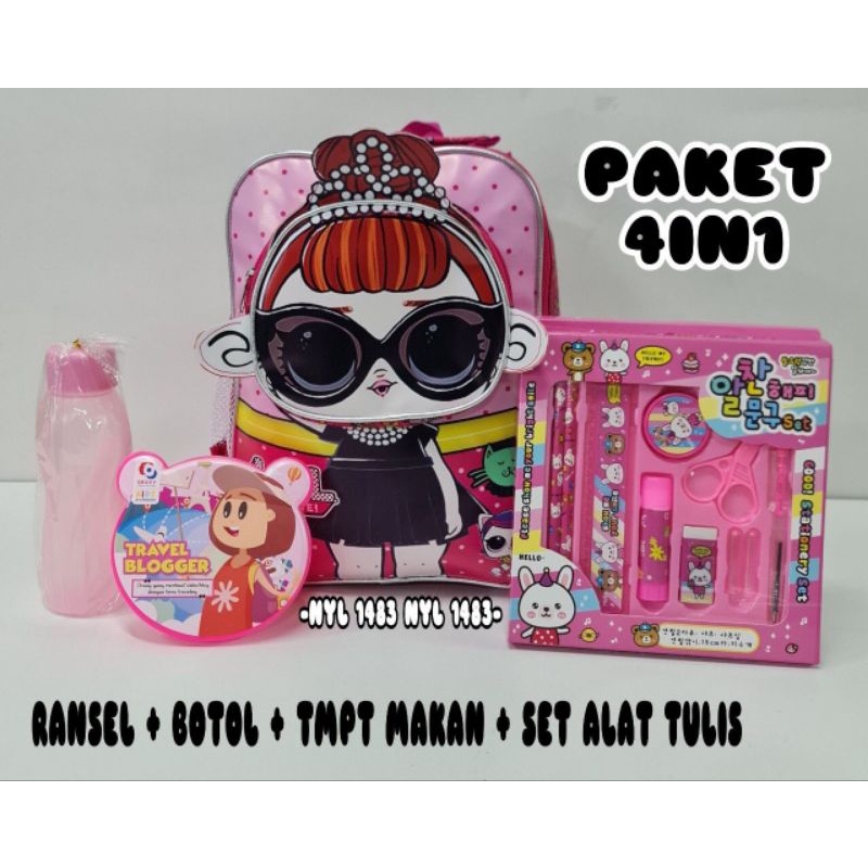 TAS LOL 4 IN 1 TAS SEKOLAH ANAK PEREMPUAN KARAKTER LOL TAS ANAK LOL MODEL TERBARU REALPICT