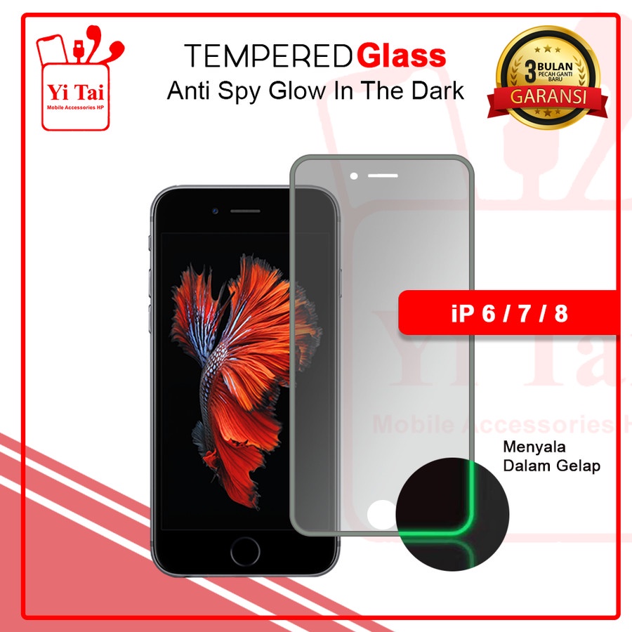 YI-TAI TEMPERED GLASS PREMIUM SPY GLOW IN THE DARK IP 6 IP 7 IP 8 IP 6 PLUS IP 7 PLUS IP 8 PLUS IP X IP XS IP XS MAX IP XRWHITE_CELL