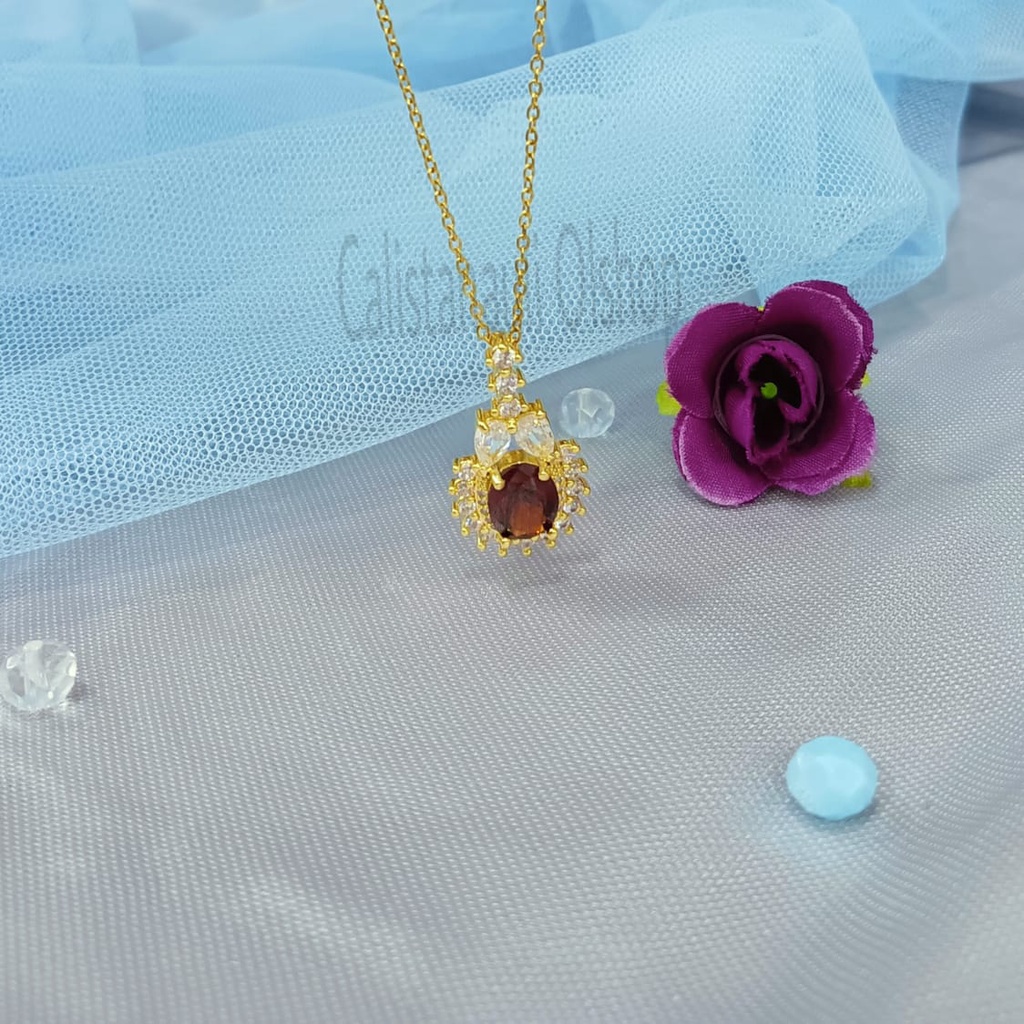 KALUNG TITANIUM  ZIRCON  PERMATA PERHIASAN EMAS KOREA ANTI KARAT DAN ANTI LUNTUR