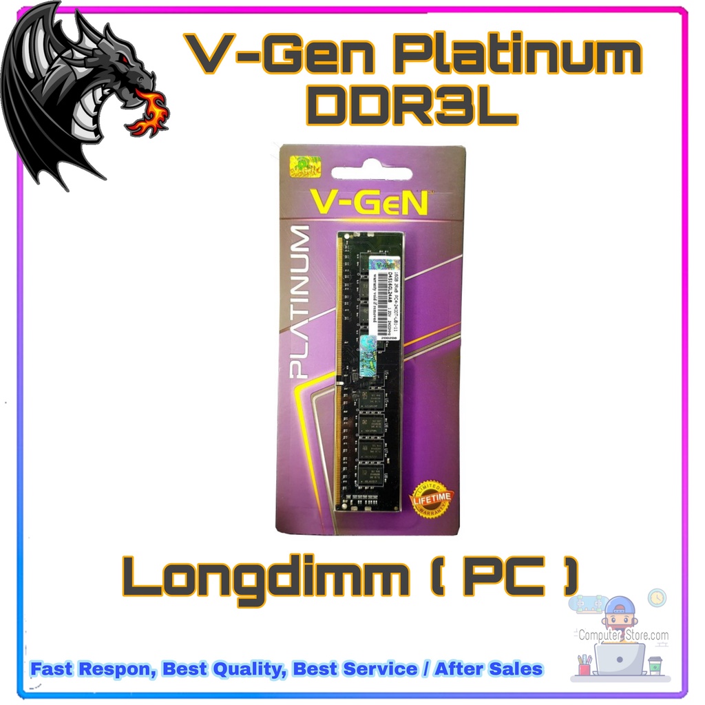 Ram PC Longdimm V-GeN DDR3L 2GB,4GB,8GB PC10600 PC12800 1600Mhz Memory Untuk CPU PC Lifetime Warranty