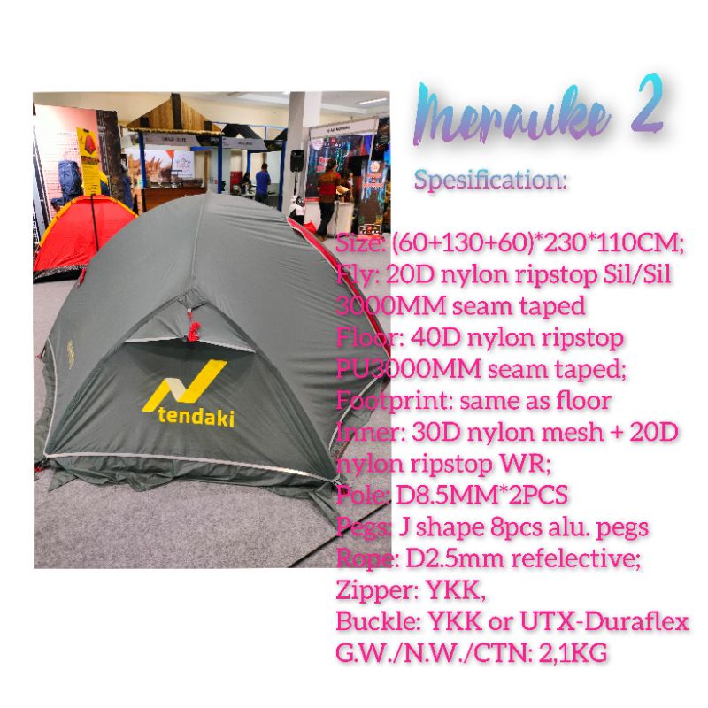 Tendaki Merauke2 nylon silicone •Tenda termurah frame alloy PU3000mm