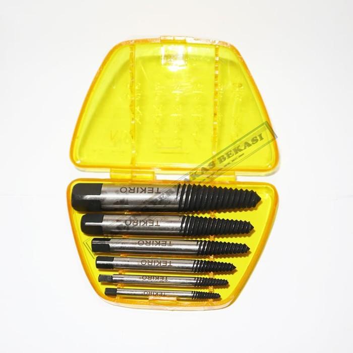 Tekiro Screw Extractor Tap Balik Mata Bor Pembuka Baut Patah Rusak 6pc