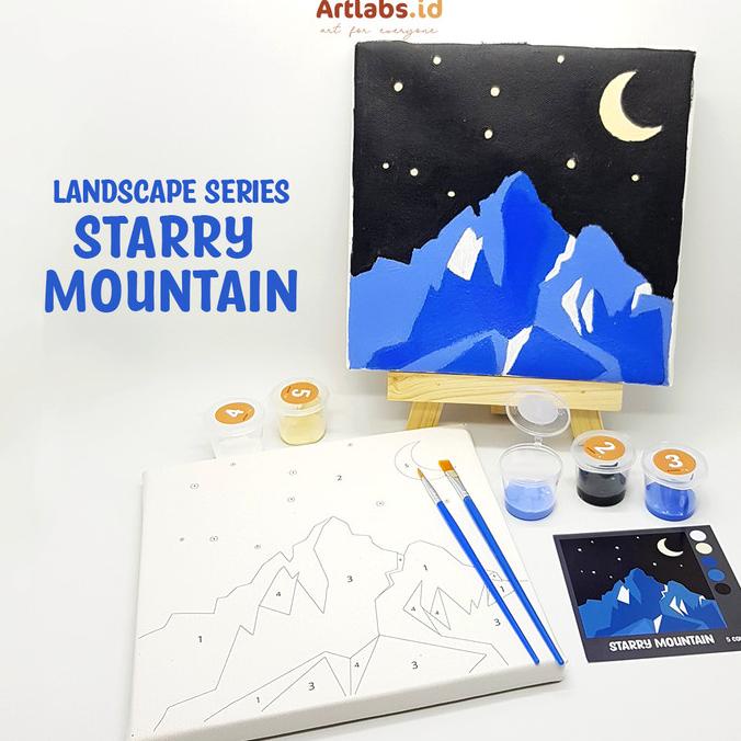 

Starry Mountain - Paint By Number 5 Color [Landscape Series] Paint Kit