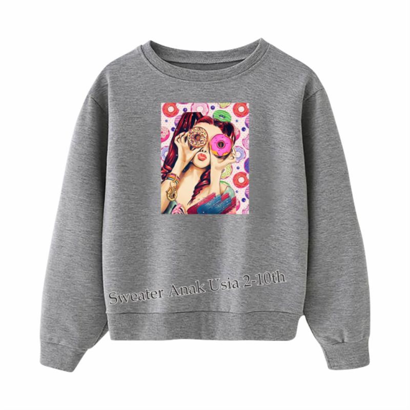 ((IB))SWEATER ANAK PEREMPUAN/CEWEK DONAT DIGITAL SABLON