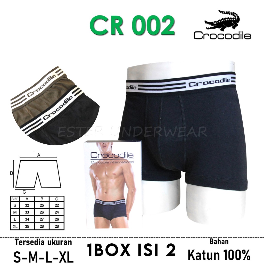 Celana Boxer Pria CROCODILE BXCR 002 ISI-2 PCS