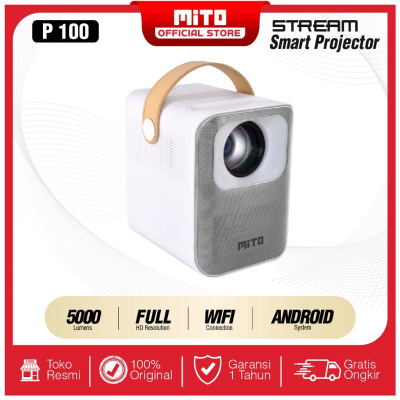 MITO SMART PROJECTOR STREAM P 100 P100 FREE TRIPOD ORIGINAL GARANSI RESMI ORIGINA;