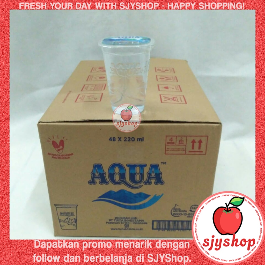 Jual Aqua Gelas 220ml 1 Dus Isi 48 Pcs Air Mineral Sjyshop Shopee Indonesia 8002