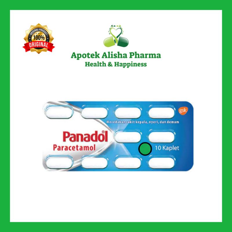 Panadol Strip 10Kaplet-Panadol Biru Tablet Obat Penurun Panas Demam Sakit Kepala Sakit Gigi/Panadol Parasetamol