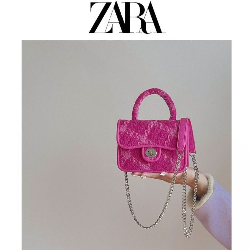 Suhao ZARA tas tas wanita 2022 baru rose red chain messenger bag high-end tas tangan gaya asing kecil