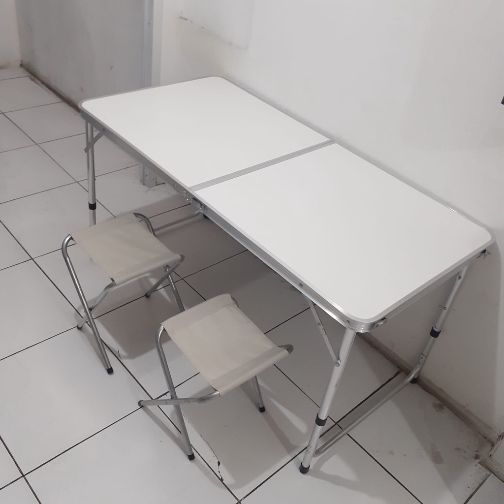 MEJA LIPAT PORTABLE KOPER 120X60 BONUS 2 KURSI / MEJA KERJA LIPAT SERBAGUNA / MEJA MAKAN / MEJA CAMPING - FLIPPER, SHENARCORNER168