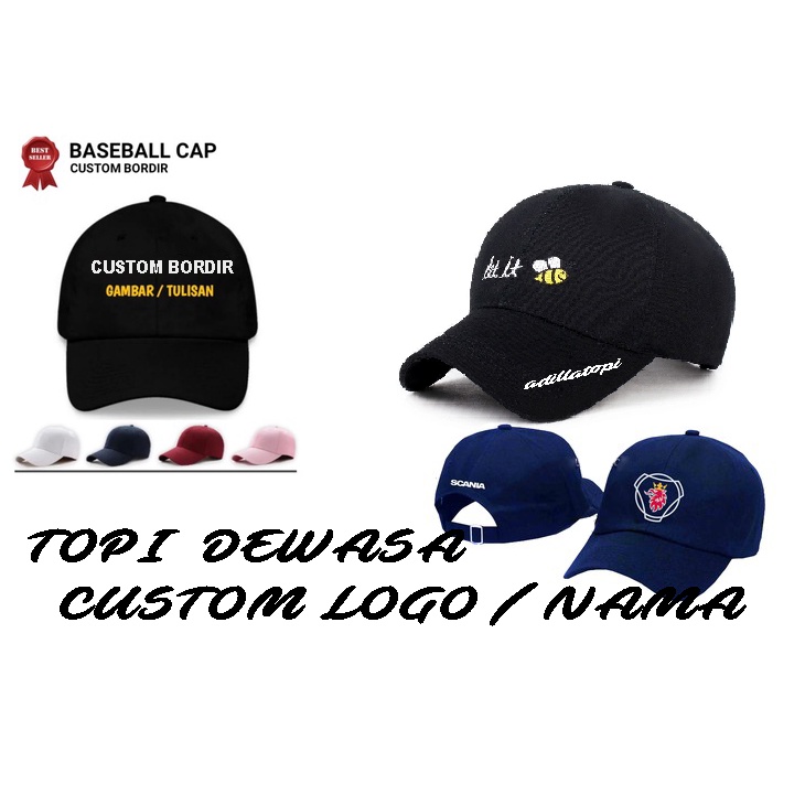 Topi Dewasa Custom Bordir Logo Dan Nama