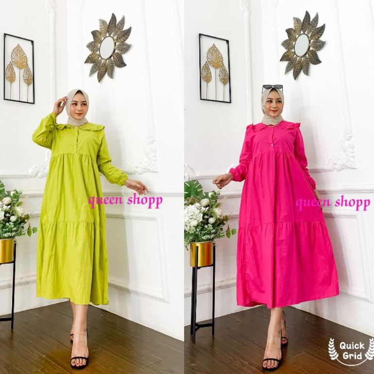 MLI.18Oc22т ‑ ANNA DRESS JUMBO KATUN IMPORT LD 110 BY GROSIRPKL / MIDI DRESS WANITA POPLIN PREMIUM