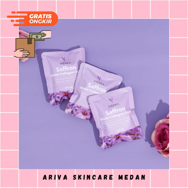( Bisa COD ) Saffron Gluta Collagen Soap Vienka | sabun pencerah kulit | sabun dosting BPOM | Sabun 