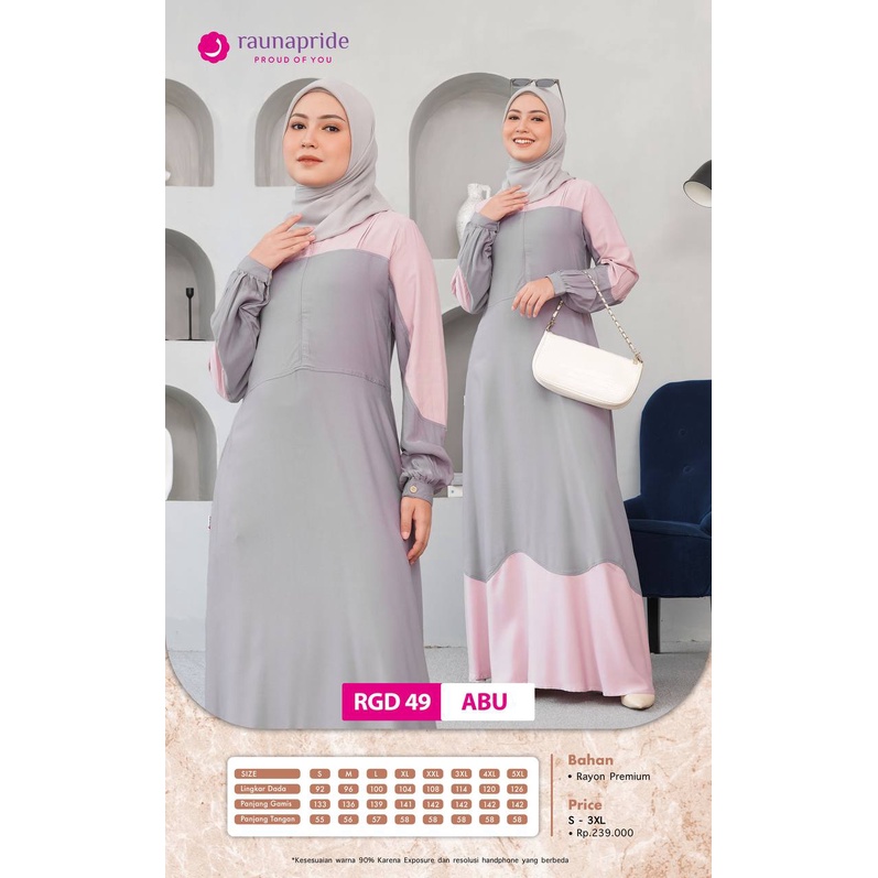 GAMIS RAUNA RGD 49 - wardah - coklat - abu / Dress / Maxy / Fashion muslim