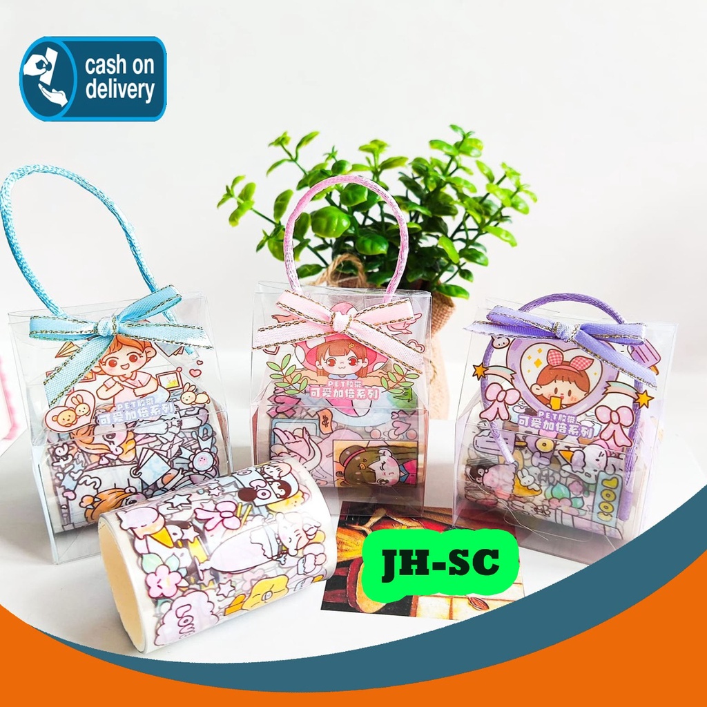 

Sticker BOX Mini Washi Tape paper bag kecil Solatip Roll Kode JH-SC Set Daily Manual Cute Pattern Decorative Tape Sticker Gift CRAFT