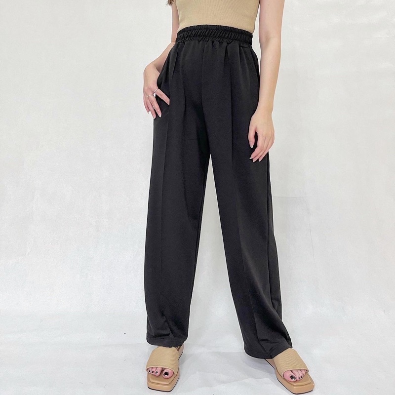 BAE PANTS / Celana Highwaist Kulot Panjang Wanita / Loose Cullote Pants / Baby Terry Trousers