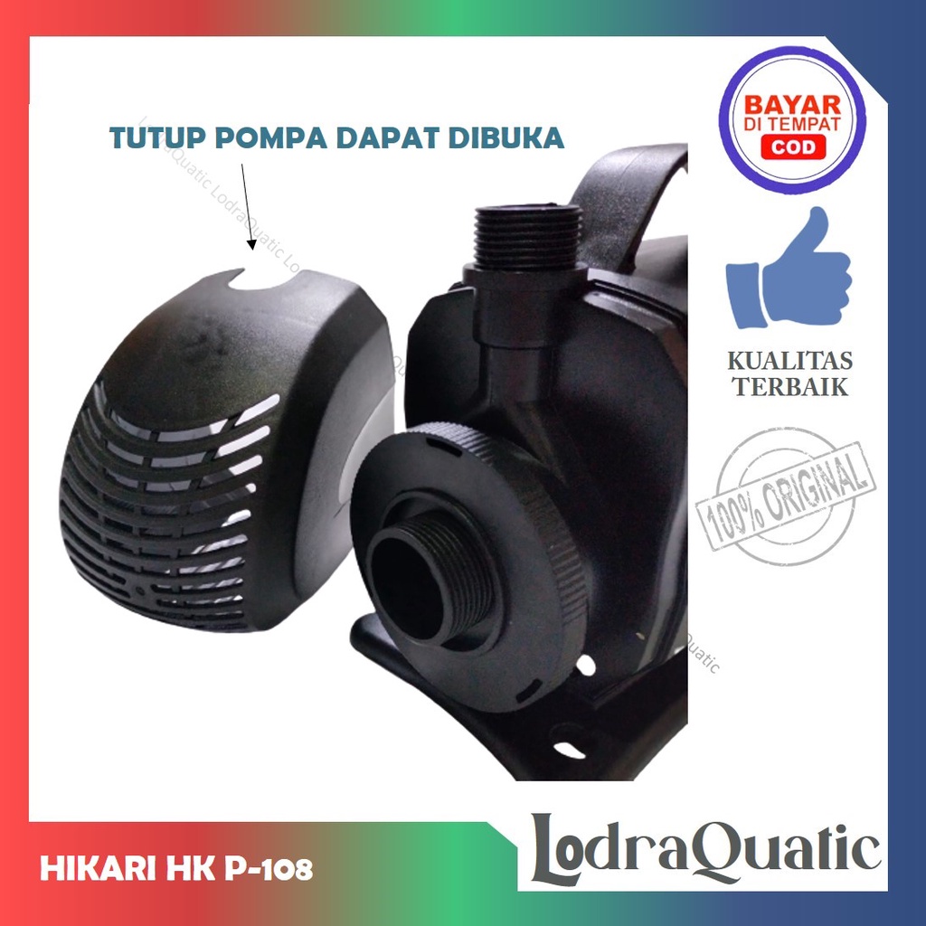 PROMO MURAH HIKARI HK-P 108 POMPA KOLAM IKAN HIKARI HK-P 108 NAIK 5,5 METER POMPA 6200 LITER PER JAM POMPA AIR HIDROPONIK POMPA KOLAM KECIL POMPA AQUARIUM BESAR FILTER AQUARIUM FILTER KOLAM IKAN KOI FILTER POMPA AIR LAUT MARINE