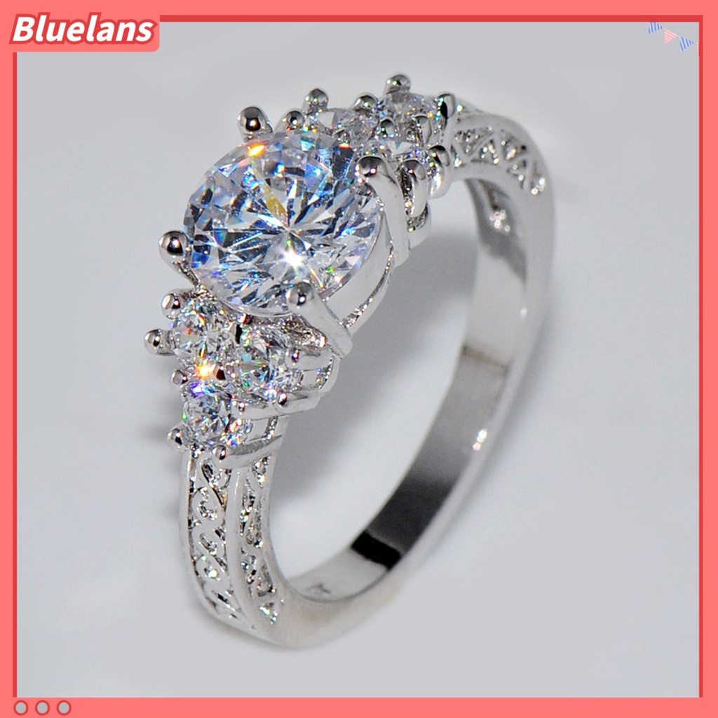 Bluelans Luxury Cubic Zirconia Inlaid Women Engagement Wedding Party Ring Jewelry Gift