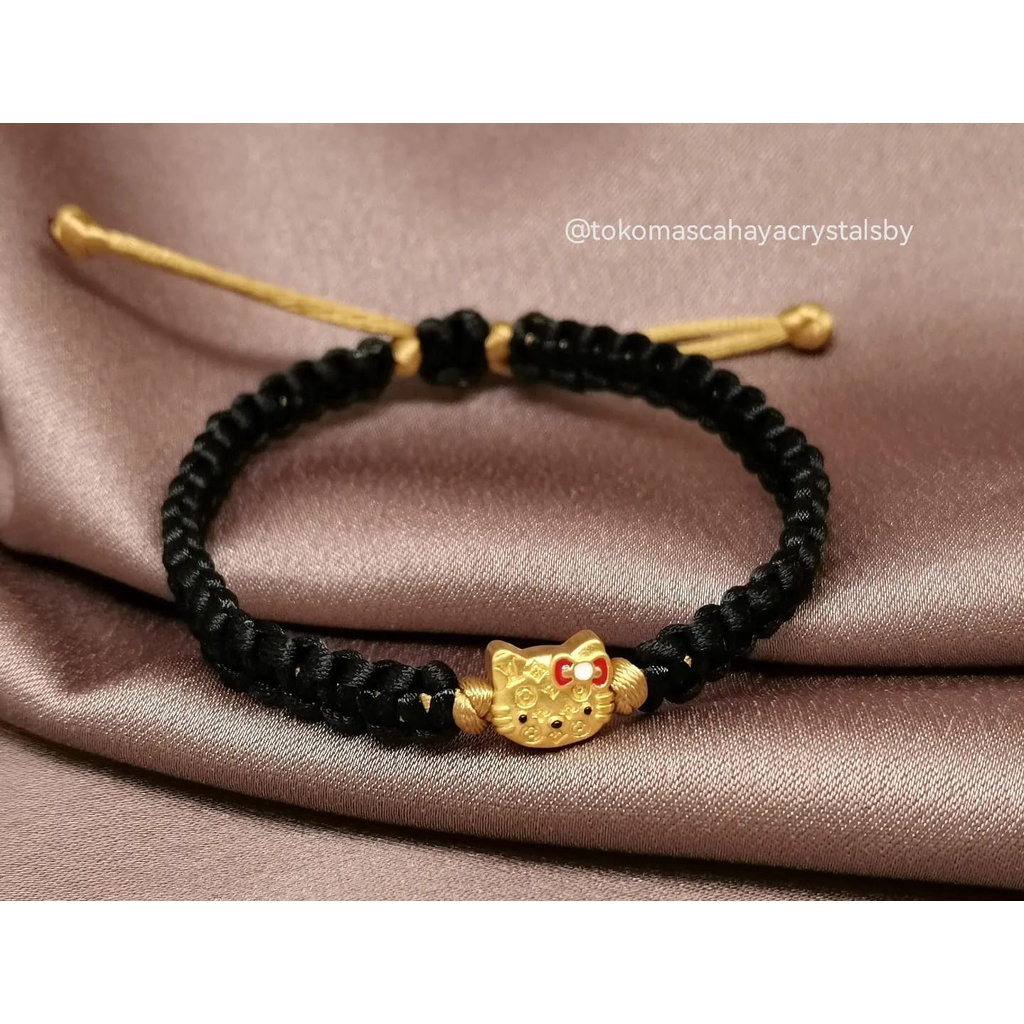 Gelang Charm Hello Kitty Emas Kadar 24k HK Hongkong 999.9% 9999 &amp; Gelang Serut