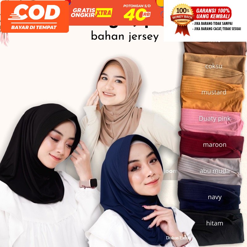 Jilbab Sport Adem/Hijab sport/bergo sport/hijab instan sporty/jilbab pasang Ready Makassar Murah COD