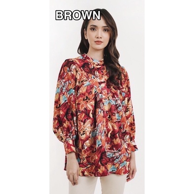 Preloved camila blouse benang jarum brown