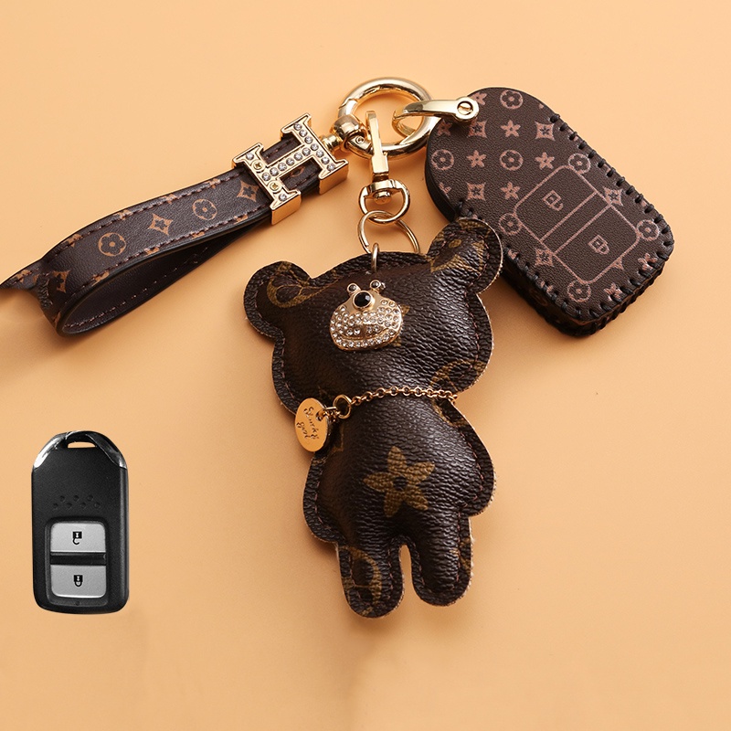 Casing Kunci Remote Mobil Keyless Bahan Kulit Jahitan Tangan Untuk Honda City HRV Civic Accord CRV Sir BRV