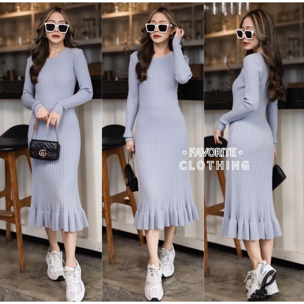 Dress Falo - Midi Dress Wanita - Casual Dress Perempuan Terbaru - Pakaian Lengan Panjang