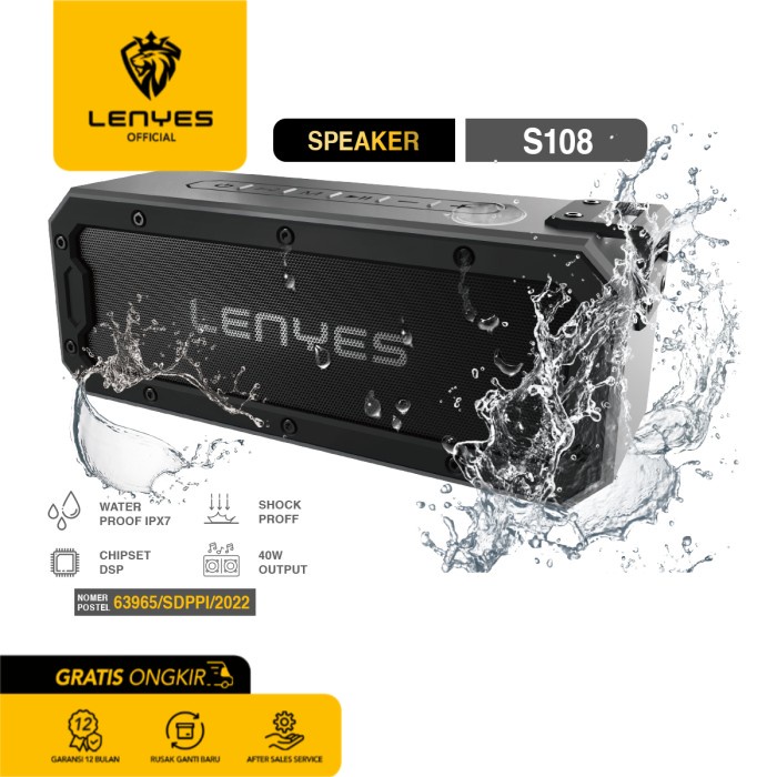 [Audio] Speaker Bluetooth Portable Lenyes S108 40W Waterproof Ipx7 Outdoor Wir - Sound System -